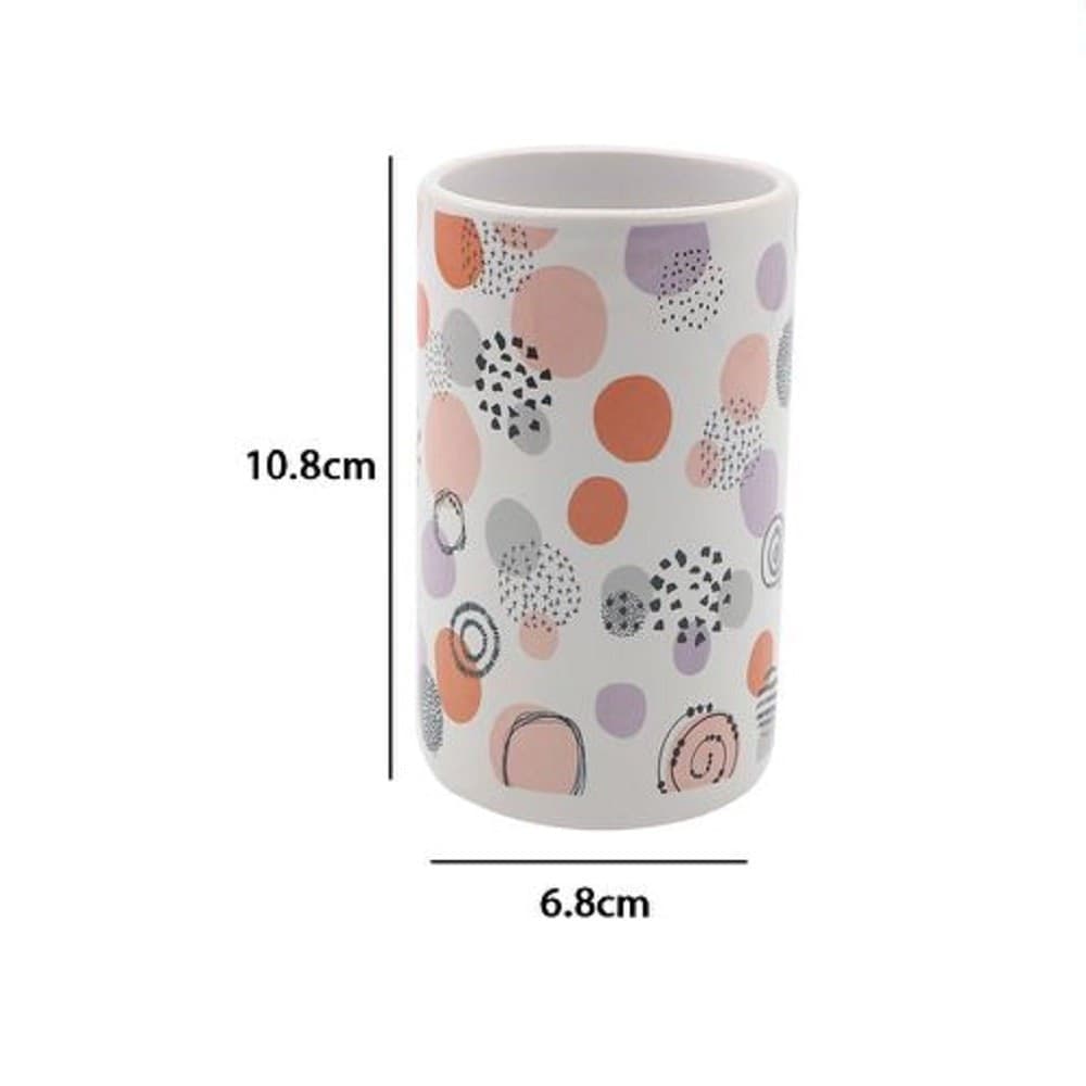 BICCHIERE PORTASPAZZOLINO SFERE ASTRATTE ACCESSORI ARREDO BAGNO 6.8X10.8CM 87078 - 2