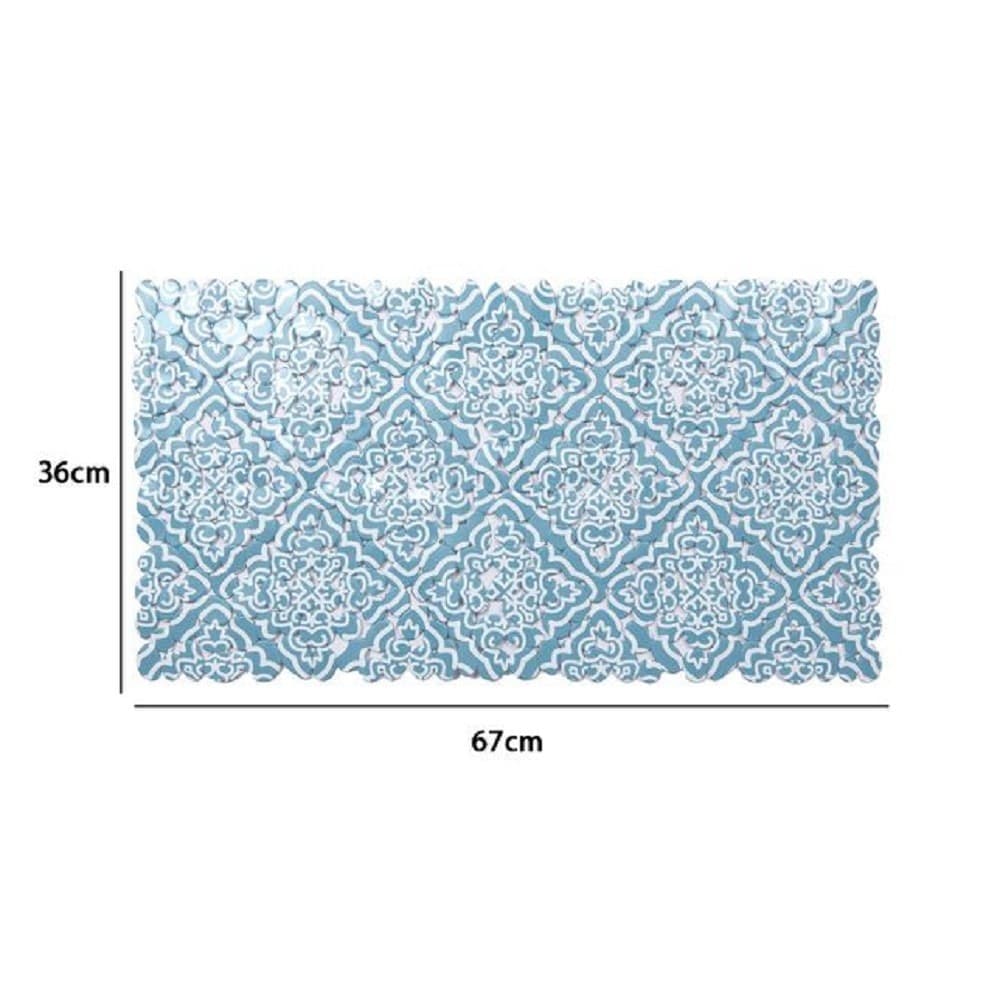 TAPPETO PVC AZZURRO CON MAIOLICHE ANTISCIVOLO VASCA BAGNO DOCCIA 67X36CM 87031 - 2