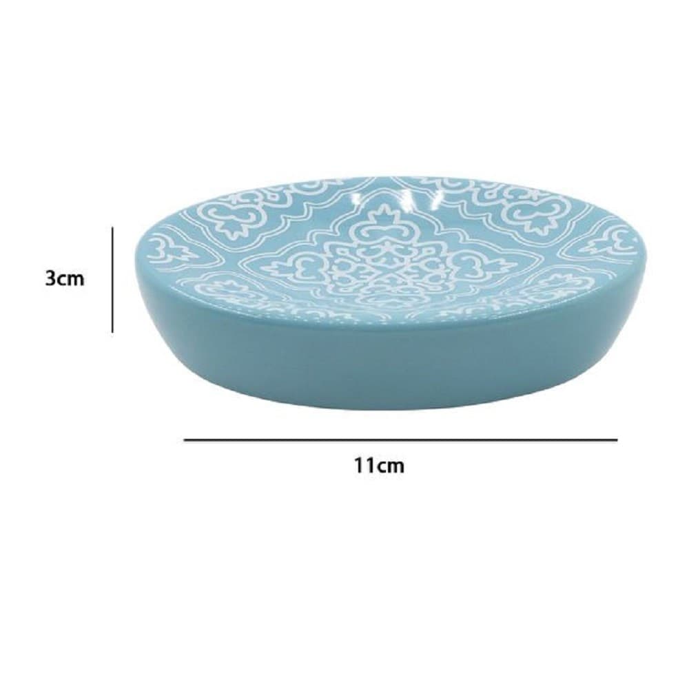 PORTASAPONE SAPONETTA ACCESSORIO ARREDO BAGNO AZZURRO CON MAIOLICHE 11X3CM 87023 - 2