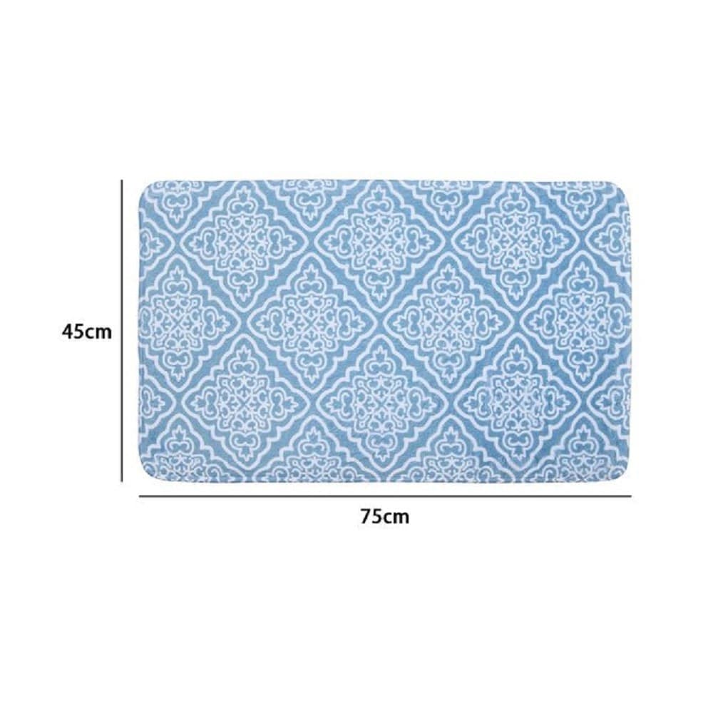 TAPPETO TAPPETINO PER ARREDO DA BAGNO 45 X 75 CM AZZURRO CON MAIOLICHE 87032 - 2