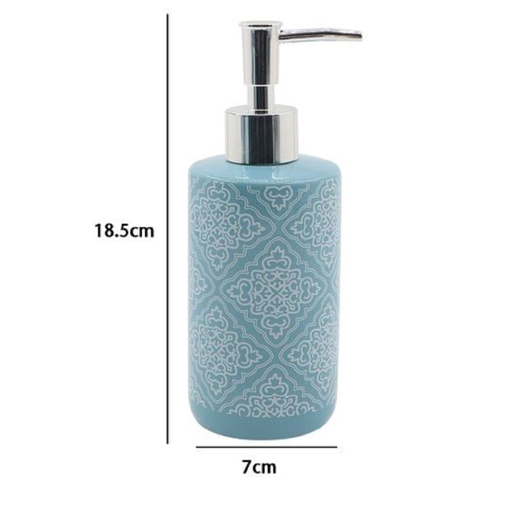 DISPENSER PORTASAPONE LIQUIDO AZZURRO CON MAIOLICHE ARREDO ACCESSORI BAGNO 87021 - 2