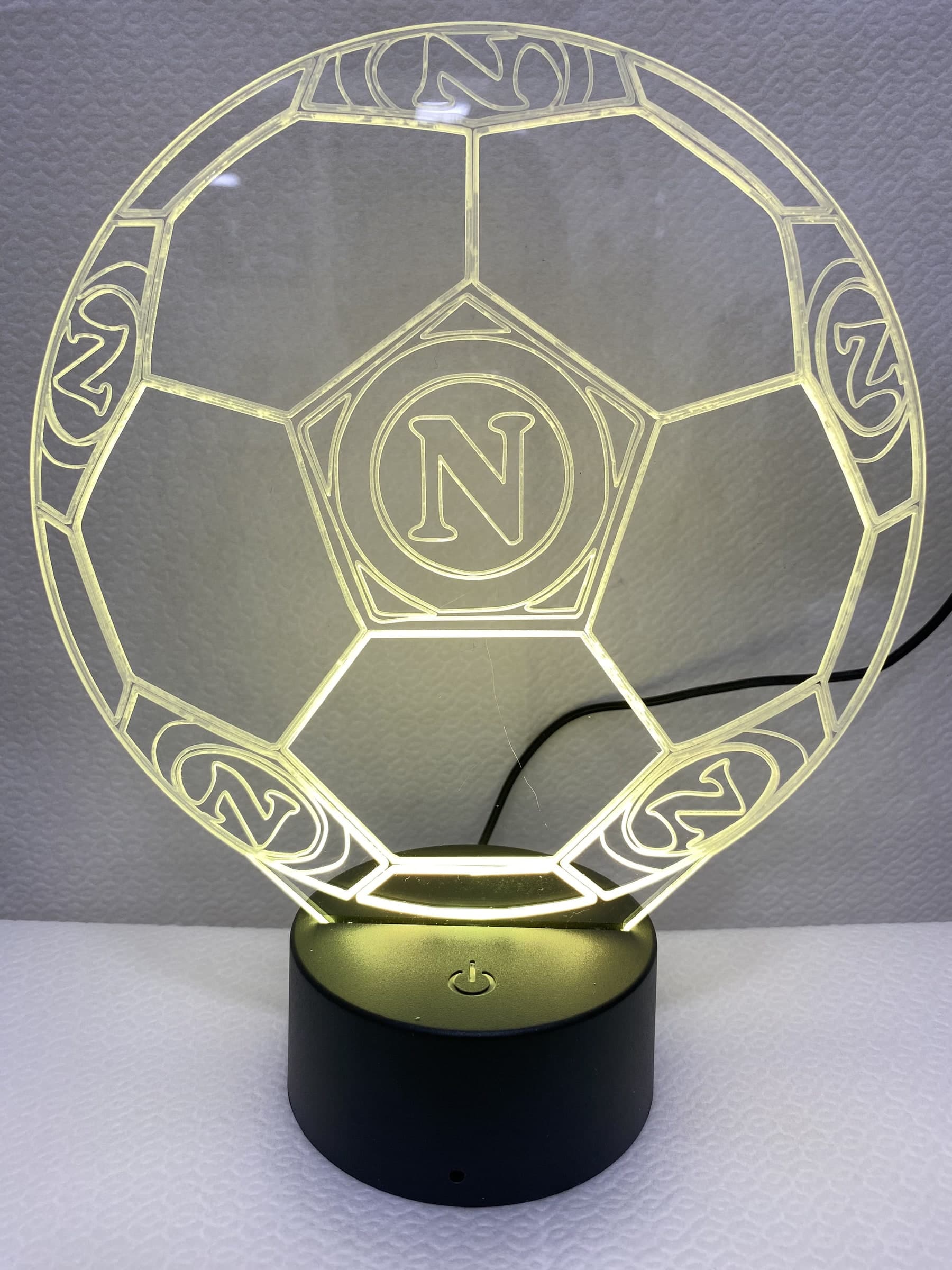 LAMPADA DA TAVOLO A BATTERIE USB PALLONE CALCIO CON STEMMA LOGO NAPOLI CALCIO - 7