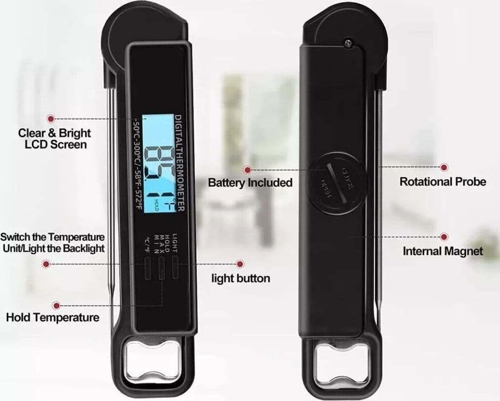 TERMOMETRO DA CUCINA DIGITALE CON SONDA ALIMENTI BEVANDE -50° A 300° C TP-660 - 4