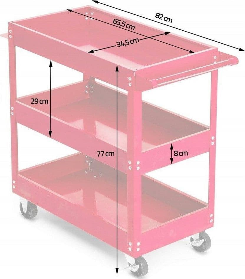CARRELLO PER ATTREZZI DA OFFICINA PORTAUTENSILI 3 RIPIANI CON 4 RUOTE 89824 - 5