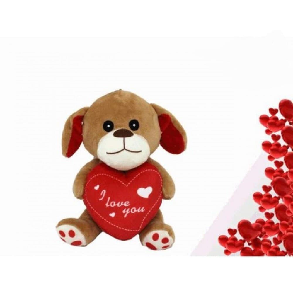 CANE IN PELUCHE CAGNOLINO CON CUORE I LOVE YOU 17 CM REGALO SAN VALENTINO 68089 - 4