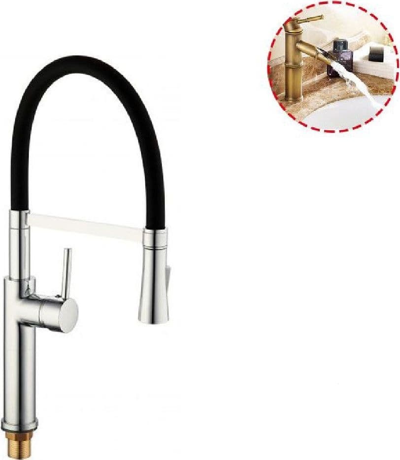 MISCELATORE RUBINETTO LAVELLO CUCINA GETTO PER LAVABO DESIGN CON DOCCETTA 59660 - 2