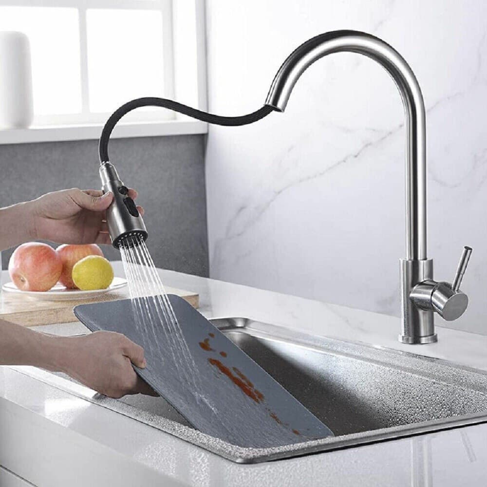 MISCELATORE CUCINA RUBINETTO CON DOCCETTA ESTRAIBILE MONOCOMANDO SATINATO 79572 - 4