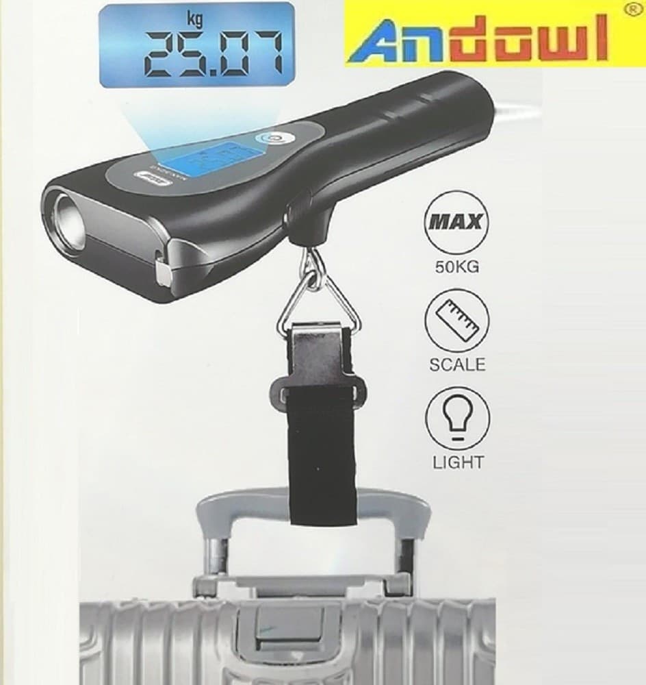 BILANCIA DIGITALE PORTATILE PER BAGAGLI FINO A 50KG METRO TORCIA DISPLAY Q-T158 - 5