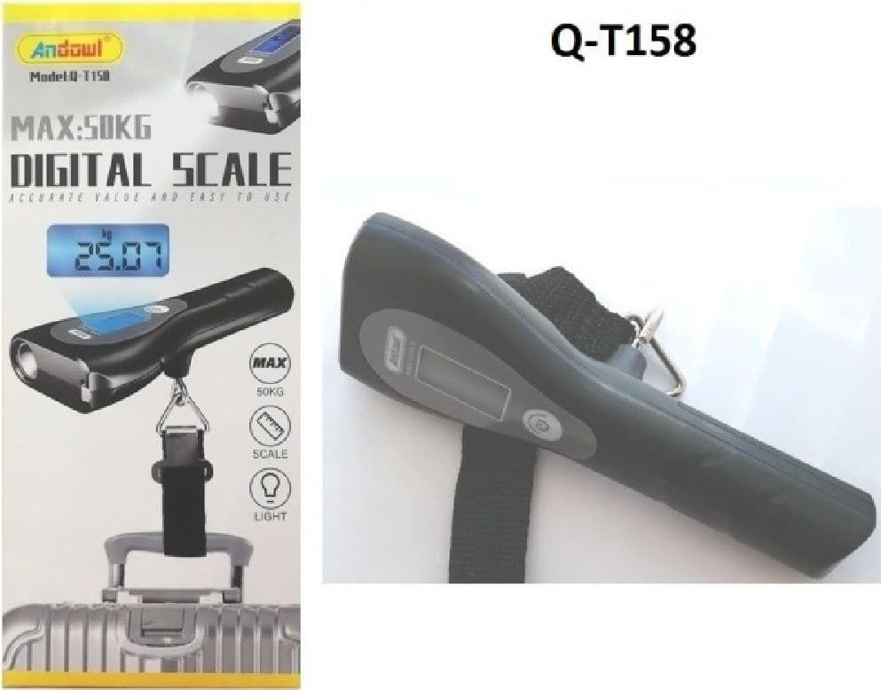 BILANCIA DIGITALE PORTATILE PER BAGAGLI FINO A 50KG METRO TORCIA DISPLAY Q-T158 - 8