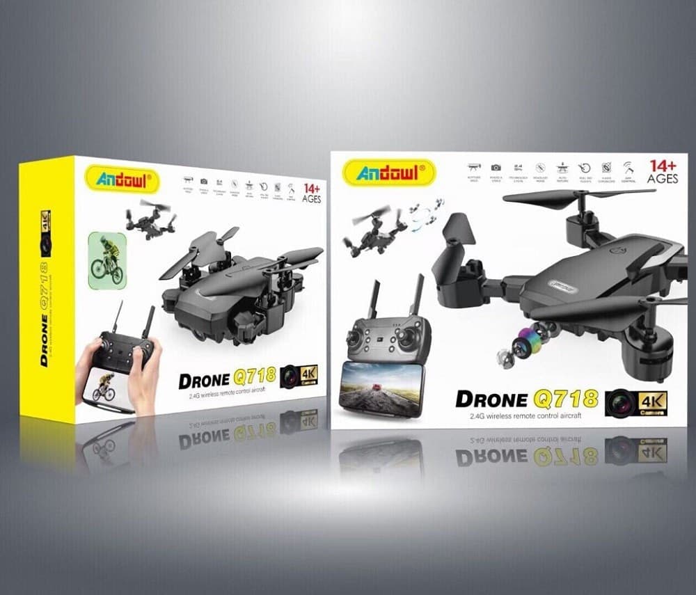 MINI DRONE QUADRICOTTERO PIEGHEVOLE CON TELECAMERA 4K TELECOMANDO WIFI 2,4G Q718 - 8