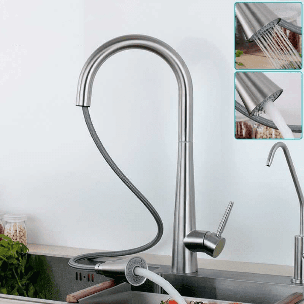MISCELATORE RUBINETTO MONOCOMANDO LAVELLO CUCINA CON DOCCETTA A CANNA ALTA 52692 - 5