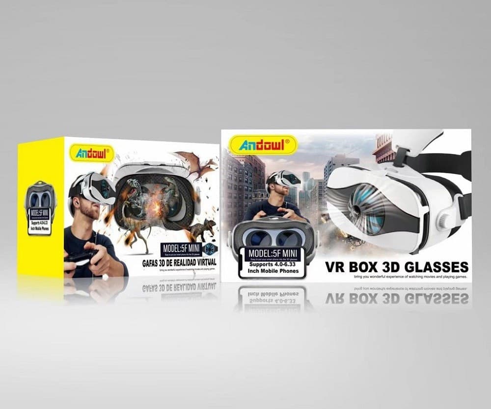 OCCHIALI 3D PER REALTÀ VIRTUALE FIIT VR BOX 5F MINI CON CUFFIE SMARTPHONE 4"-6,3" - 4
