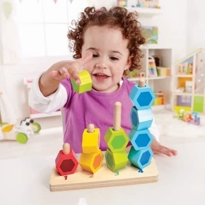 GIOCATTOLO CREATIVO IN LEGNO GIOCO EDUCATIVO PER BAMBINI COLORATO IMPILA E CONTA - 5