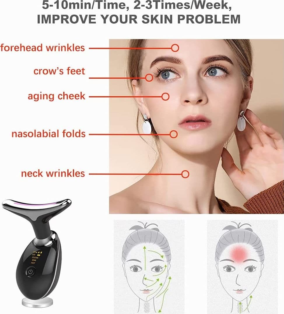 DISPOSITIVO MASSAGGIATORE DI BELLEZZA ANTIETÀ PER COLLO VISO RICARICABILE Q-MJ10 - 3