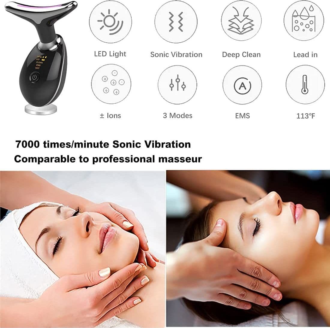 DISPOSITIVO MASSAGGIATORE DI BELLEZZA ANTIETÀ PER COLLO VISO RICARICABILE Q-MJ10 - 5