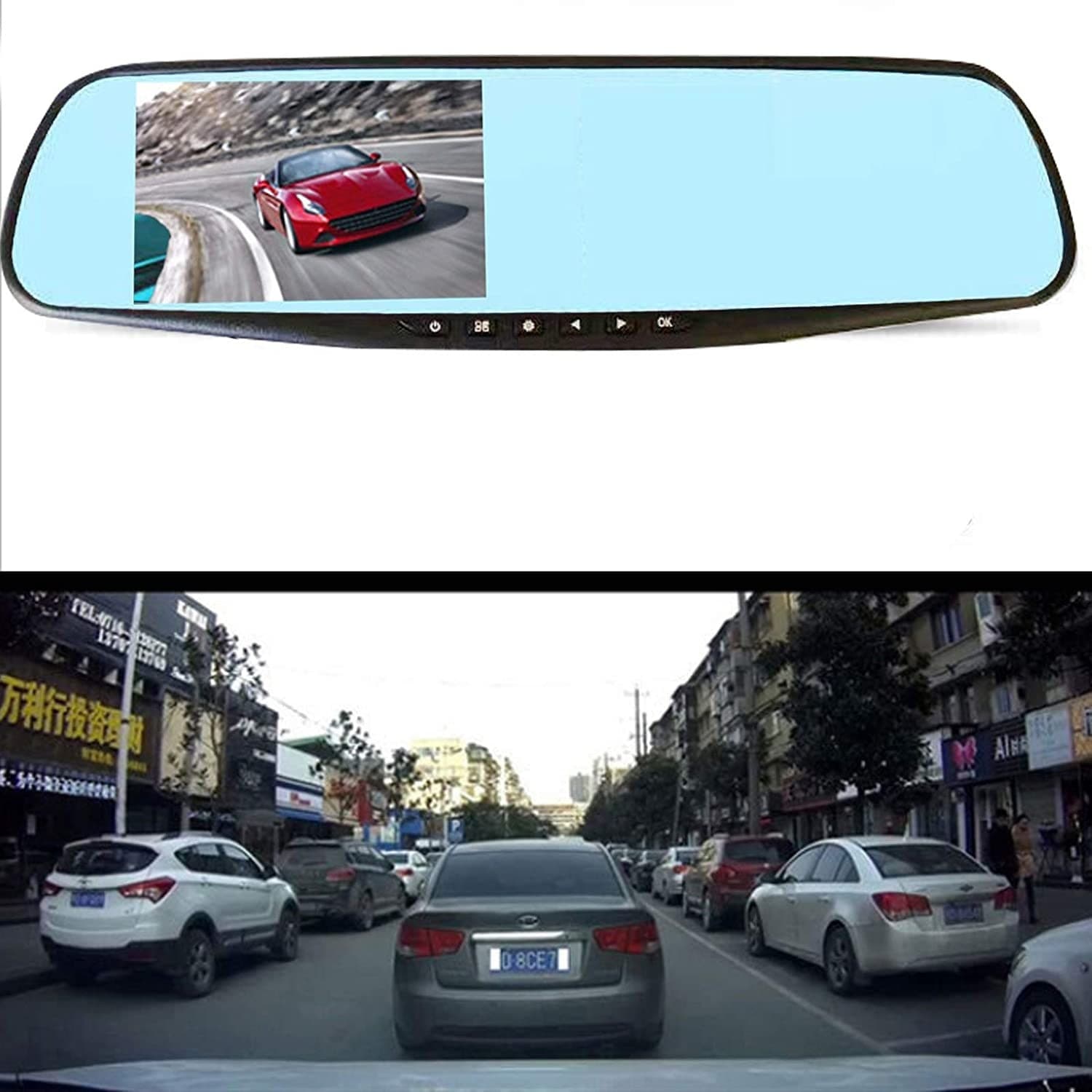 FOTOCAMERA PER AUTO SPECCHIO TOUCH FULL HD 5" GUIDA CON DOPPIO OBIETTIVO QY-4500 - 5