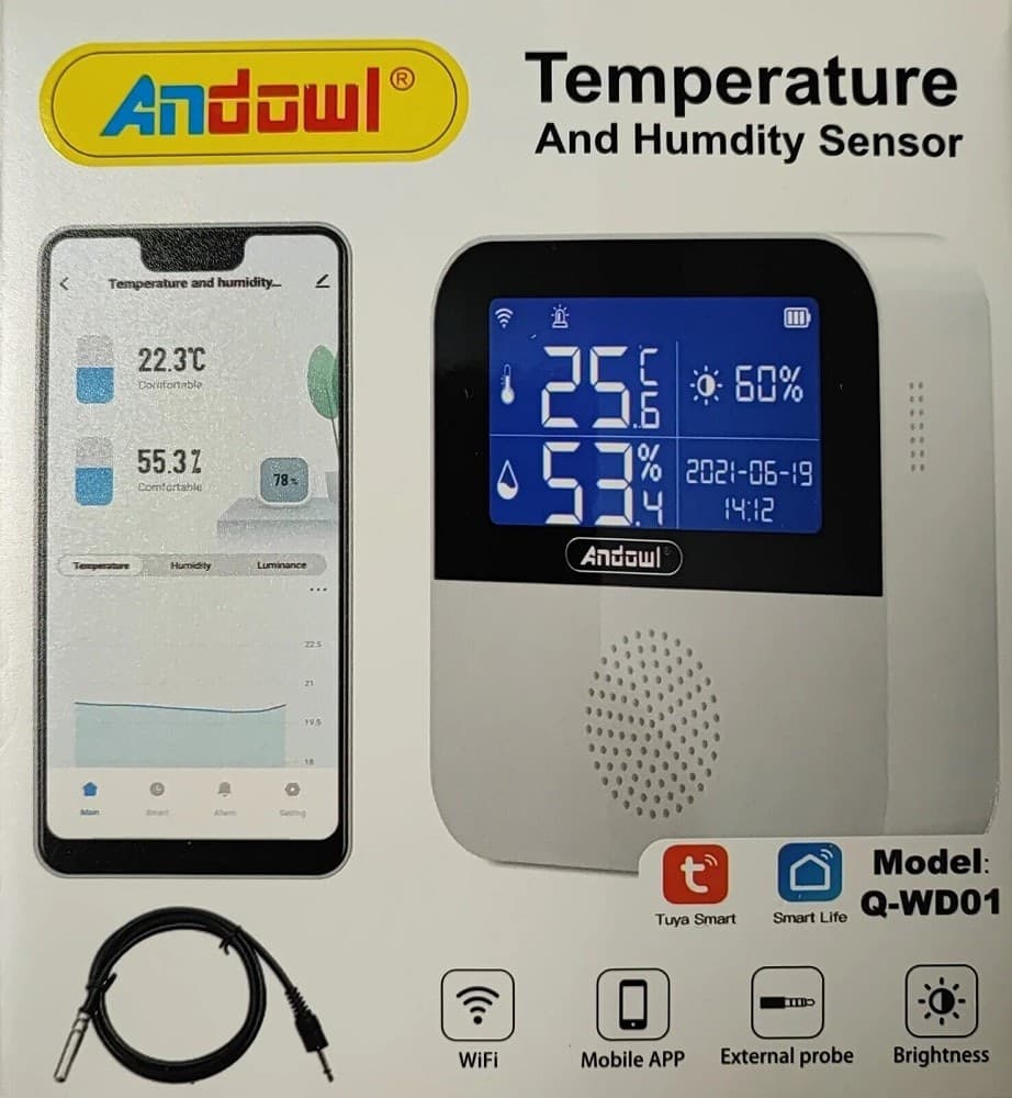 SENSORE DI TEMPERATURA UMIDITÀ DIGITALE PER INTERNO ESTERNO Q-WD01 SMART WIFI USB - 13