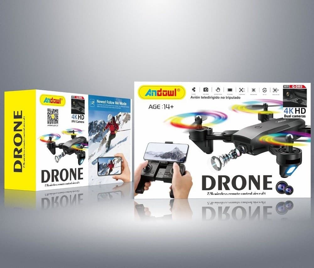 DRONE QUADRICOTTERO RC Q-DR9 DOPPIA FOTOCAMERA CONTROLLO 4K HD FPV WIFI 2.4GHZ - 8