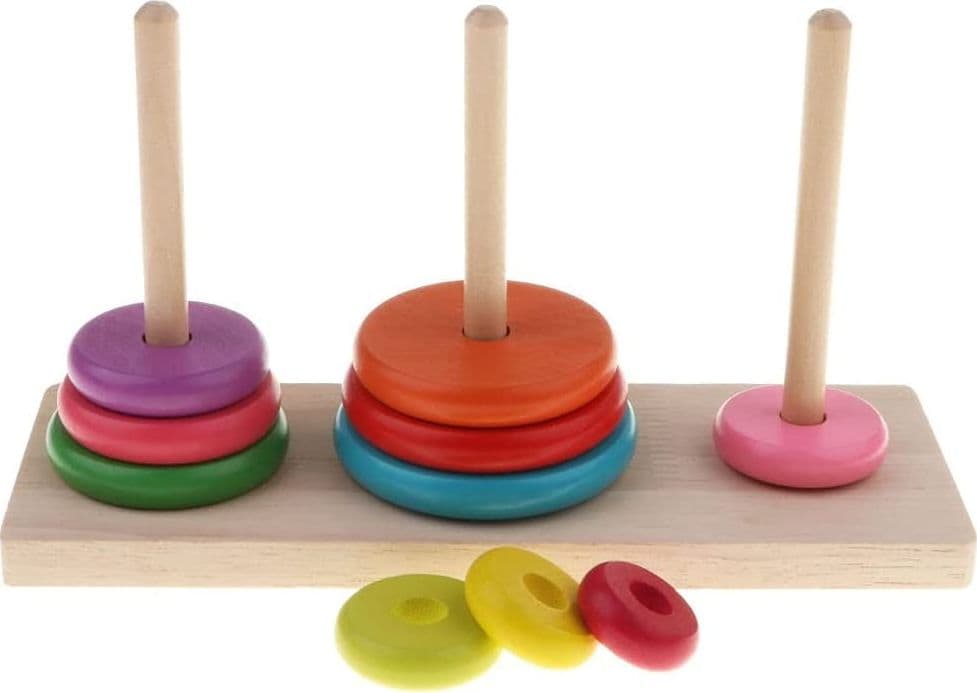 TORRE DI HANOI GIOCATTOLO PER BAMBINI IMPILATORE BLOCCHI LEGNO GIOCO EDUCATIVO - 9