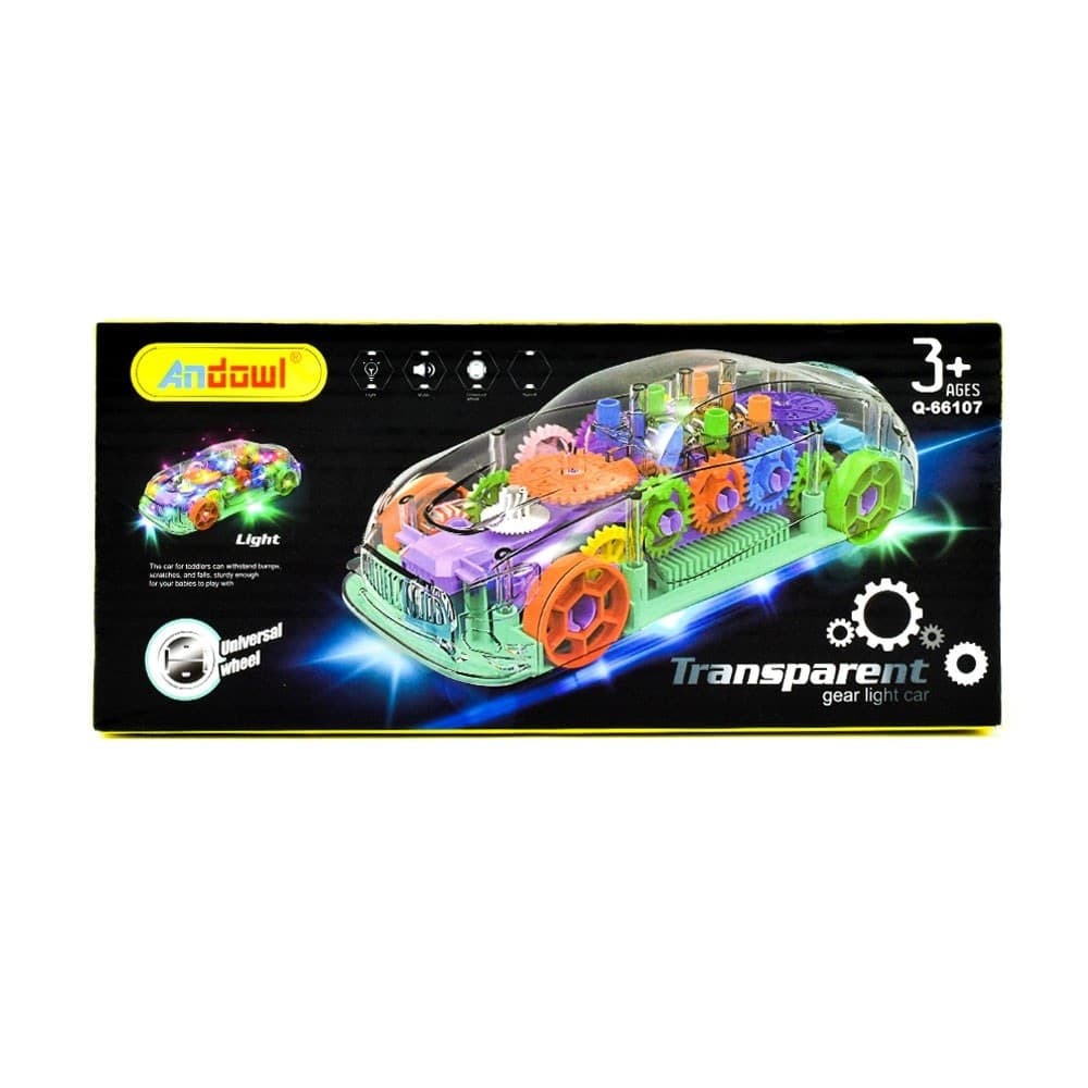 AUTO VETTURA TRASPARENTE CON INGRANAGGI A VISTA LUCE ILLUMINAZIONE A LED Q-66107 - 10