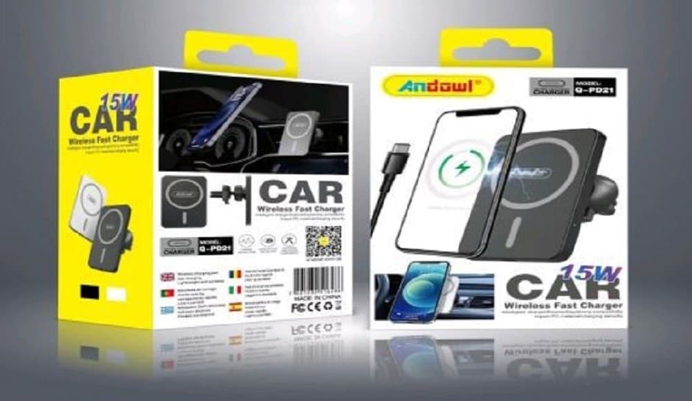 CARICABATTERIE WIRELESS PER AUTO MAGNETICO 15W RICARICA RAPIDA CELLULARE Q-PD21 - 2