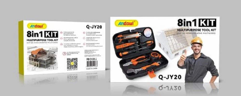 KIT ATTREZZI MULTIUSO 8 IN 1 VALIGIA CASSETTA CON 8 STRUMENTI FAI DA TE Q-JY20 - 8