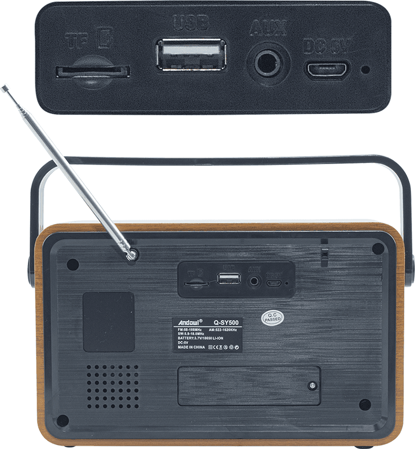 RADIO FM RETRO WIRELESS ALTOPARLANTE MP3 PORTATILE BLUETOOTH USB AUX TF Q-SY500 - 5