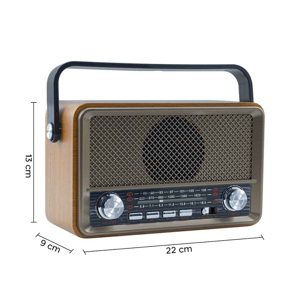 RADIO FM RETRO WIRELESS ALTOPARLANTE MP3 PORTATILE BLUETOOTH USB AUX TF Q-SY500 - 6