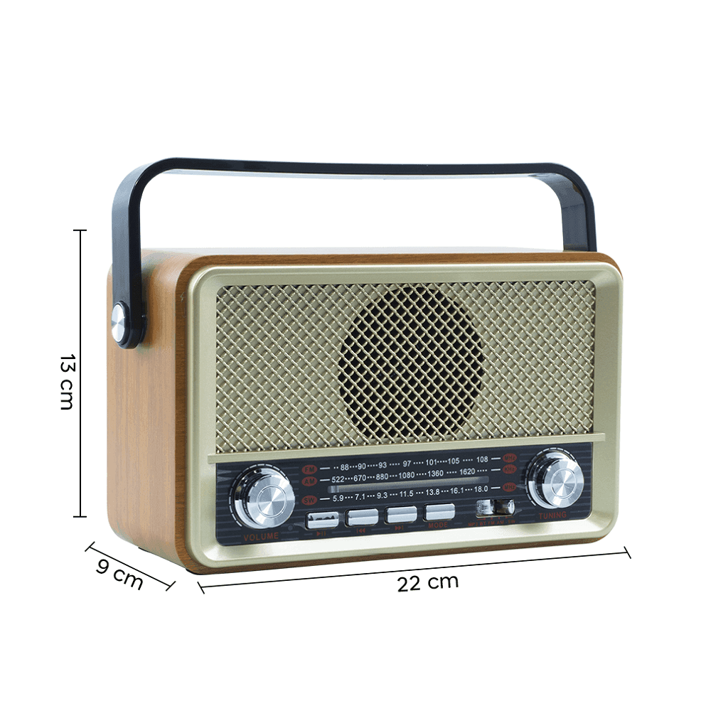 RADIO FM RETRO WIRELESS ALTOPARLANTE MP3 PORTATILE BLUETOOTH USB AUX TF Q-SY500 - 10