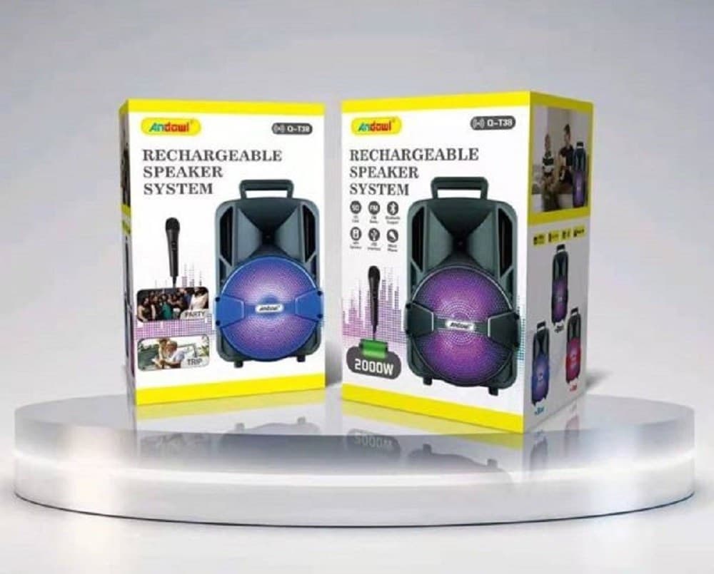 ALTOPARLANTE BLUETOOTH WIRELESS 2000W ILLUMINAZIONE LED KARAOKE MICROFONO Q-T38 - 8