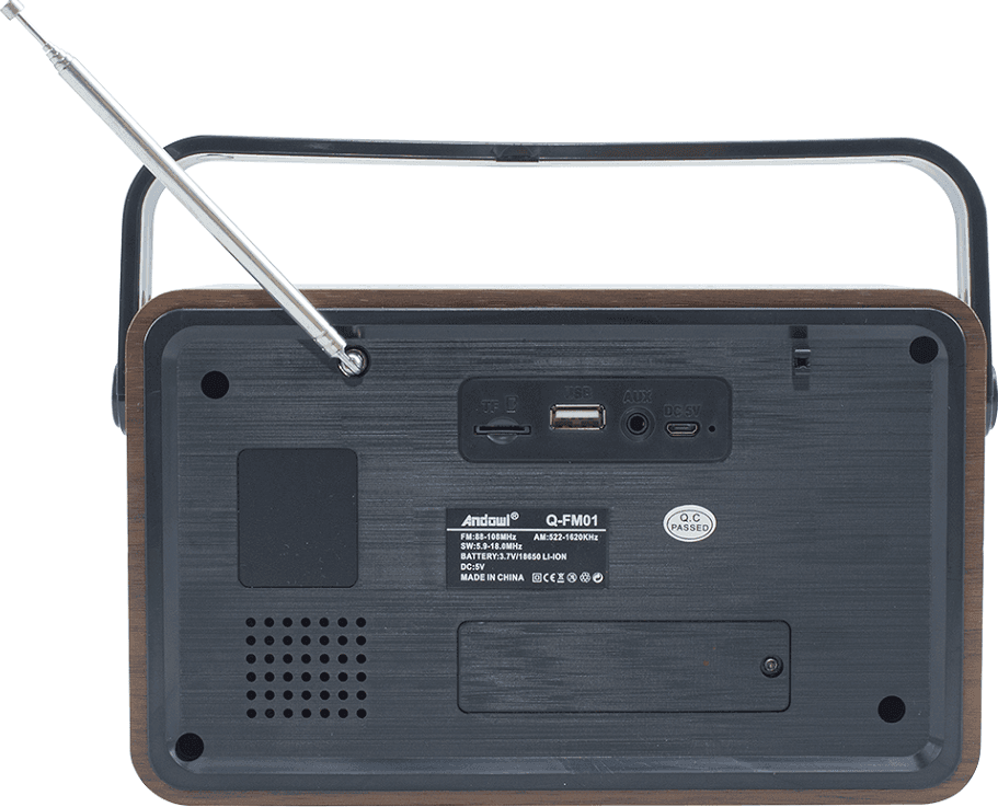 RADIO FM RETRO WIRELESS ALTOPARLANTE MP3 PORTATILE BLUETOOTH USB AUX TF Q-FM01 - 4
