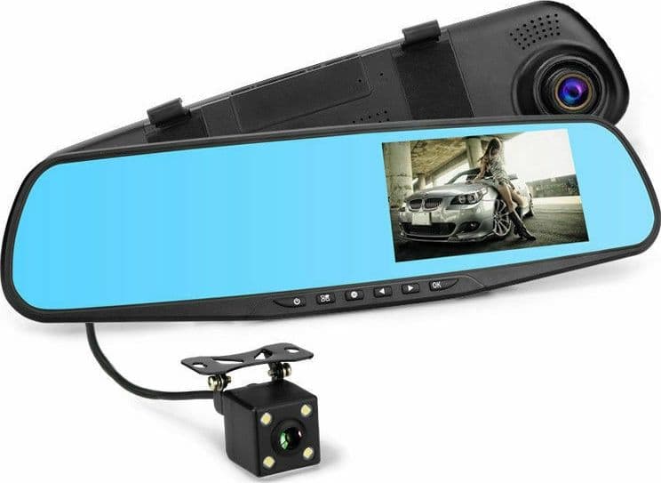 MONITOR PER SPECCHIETTI AUTO 4,5" Q-CA599 CON VIDEOCAMERA ANTERIORE POSTERIORE HD - 2