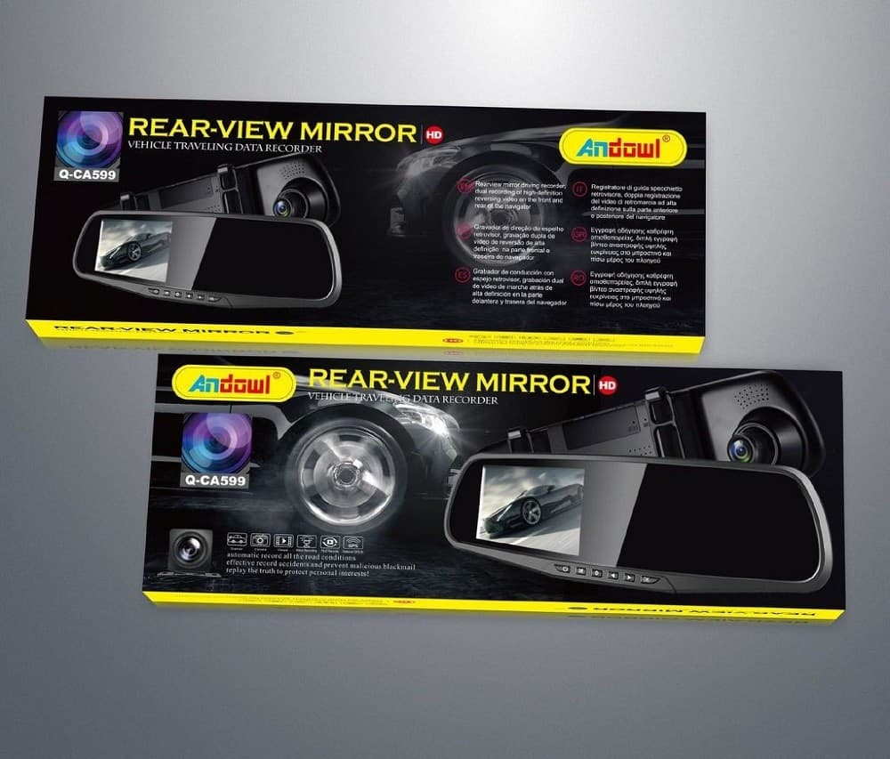 MONITOR PER SPECCHIETTI AUTO 4,5" Q-CA599 CON VIDEOCAMERA ANTERIORE POSTERIORE HD - 4