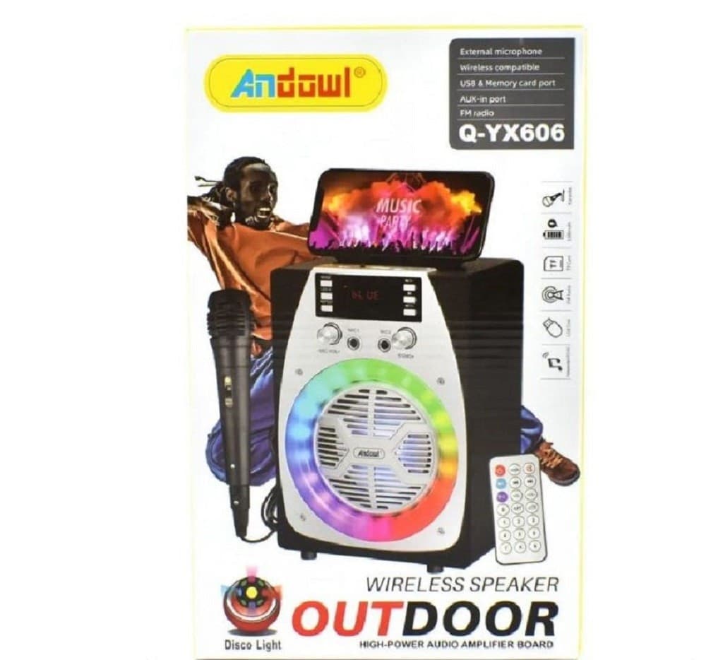 SPEAKER PORTATILE KARAOKE ALTOPARLANTE BLUETOOTH WIRELESS MICROFONO LED Q-YX606 - 6