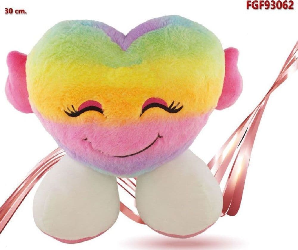PELUCHE FORMA CUORE CON PIEDI MULTICOLOR 30CM REGALO SAN VALENTINO PUPAZZO 93062 - 2