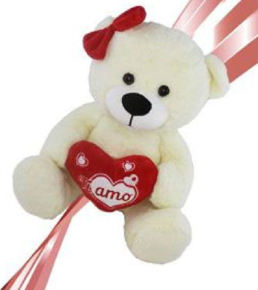 ORSETTO ORSA PELUCHE CON CUORE SCRITTA TI AMO FIOCCO 22 CM SAN VALENTINO 92614 - 4