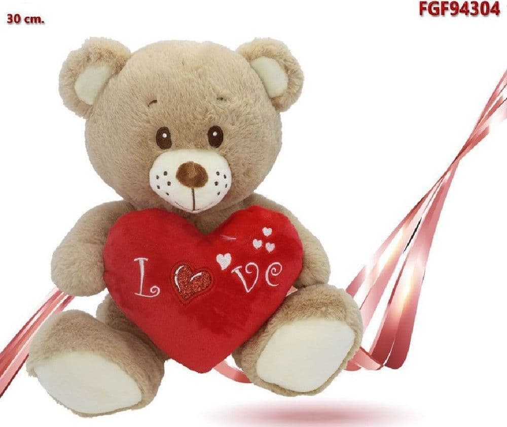 ORSO IN PELUCHE CON CUORE ROSSO "LOVE" 30 CM ORSETTO PUPAZZO SAN VALENTINO 94304 - 2