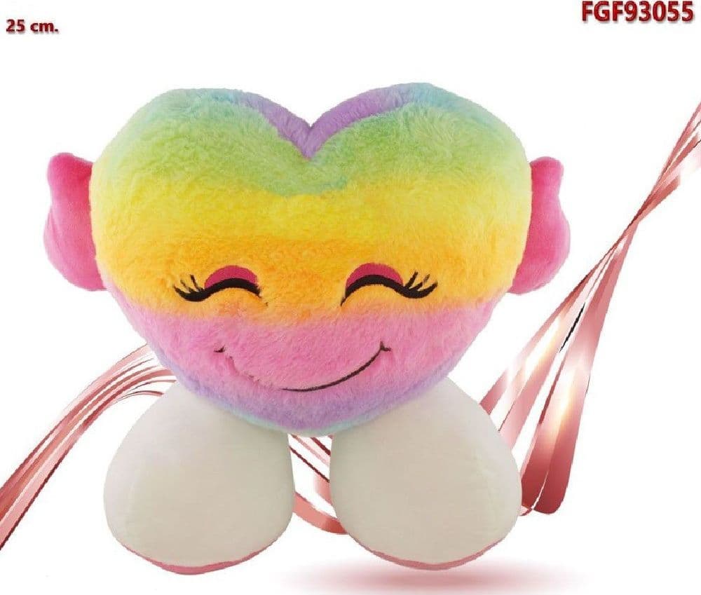 CUORE IN PELUCHE CON PIEDI MULTICOLORE 25 CM REGALO SAN VALENTINO PUPAZZO 93055 - 2