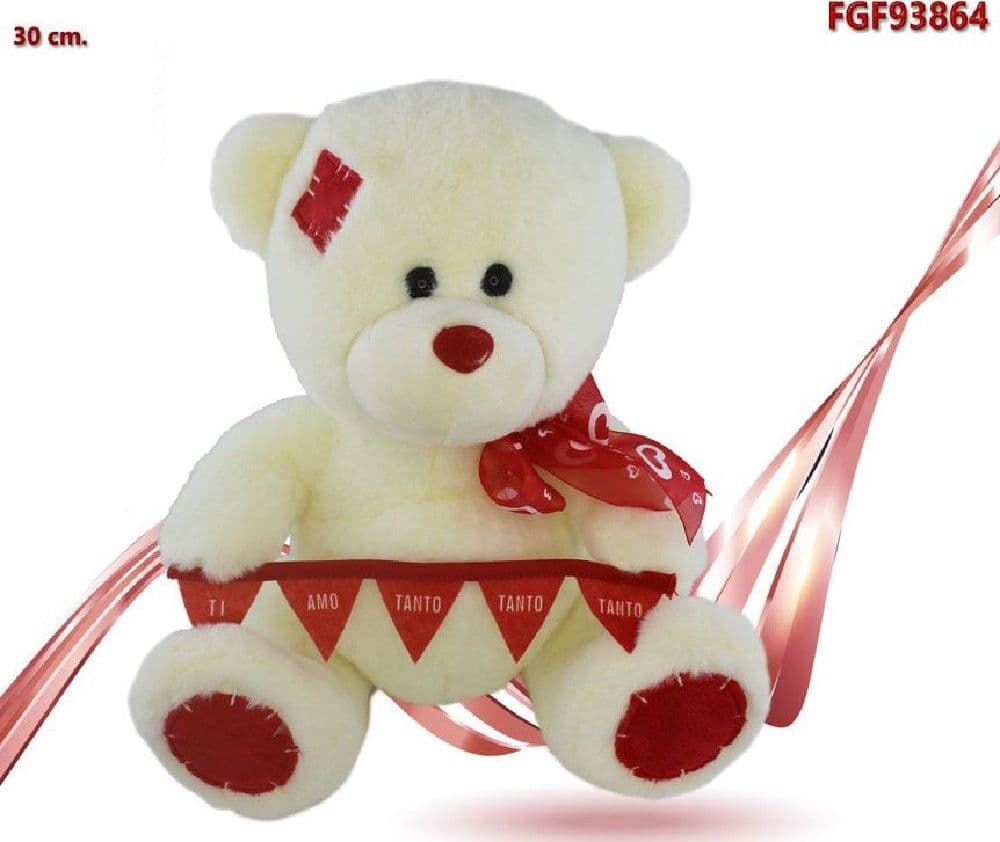 ORSO PELUCHE CON FIOCCO FESTONE TI AMO TANTO TANTO TANTO 30CM SAN VALENTINO 93864 - 2