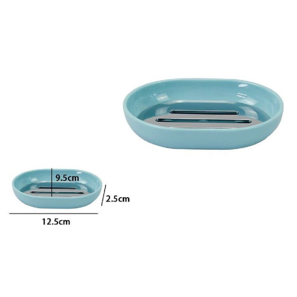 PIATTINO PORTA SAPONE SAPONETTA CELESTE SILVER ACCESSORI BAGNO 12.5X9.5 CM 79889 - 2