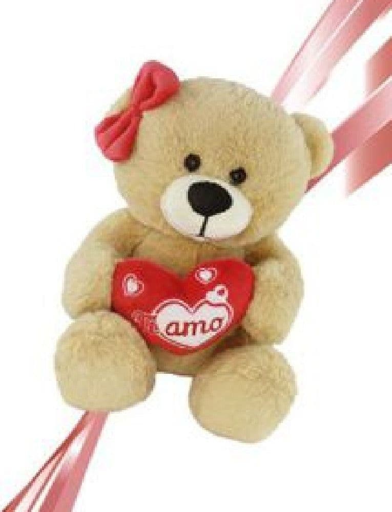 ORSA ORSETTO PELUCHE CON FIOCCO E CUORE SCRITTA TI AMO 30 CM SAN VALENTINO 92621 - 4