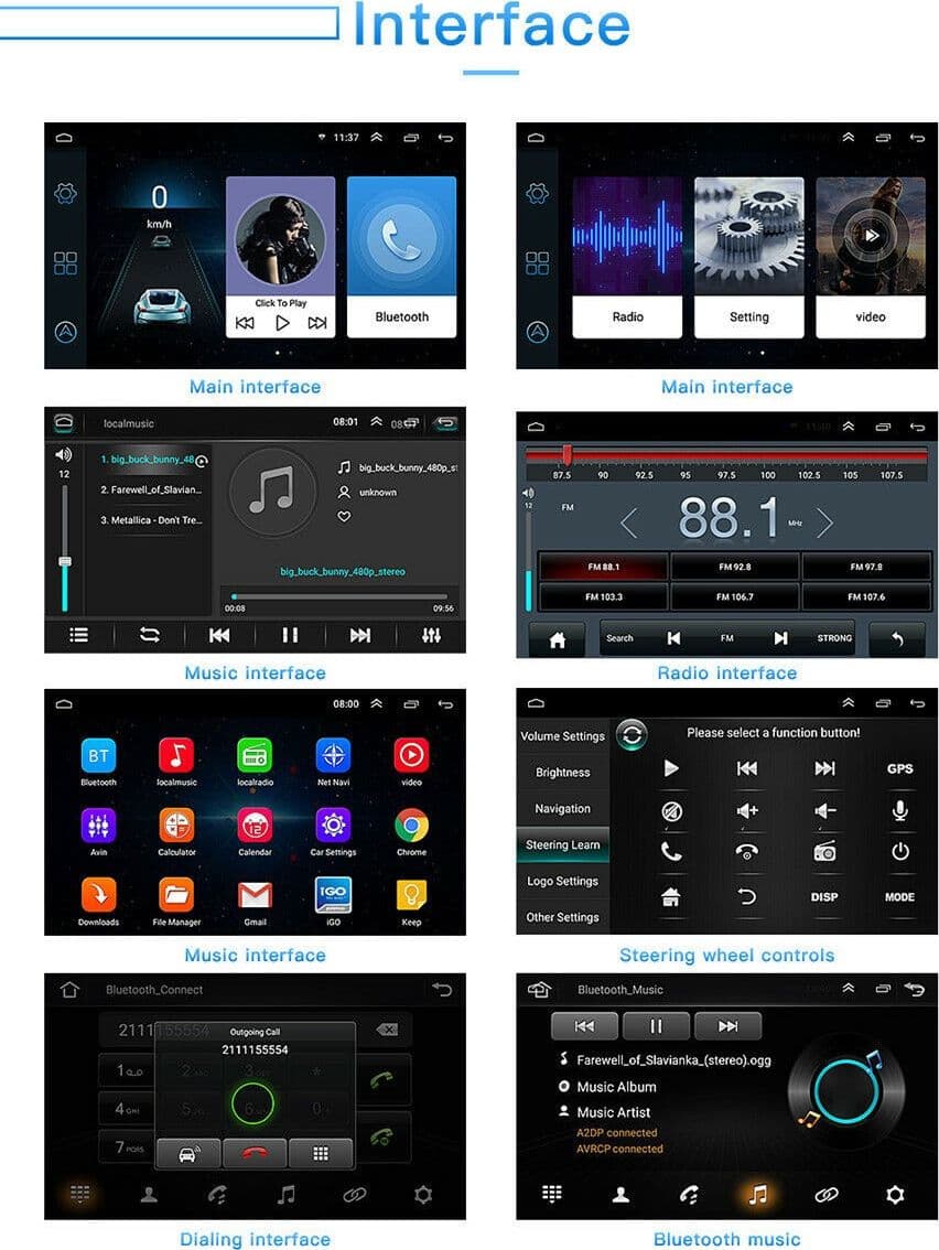 AUTORADIO STEREO 2 DIN 7" TOUCH SCREEN BLUETOOTH AUX USB SD LETTORE MP5 Q-CA005 - 9