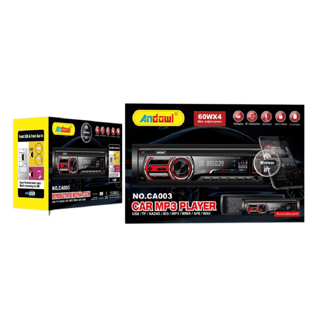 AUTORADIO LETTORE MP3 CA003 AUDIO PER AUTO UNIVERSALE 1 DIN BLUETOOTH WIRELESS - 2