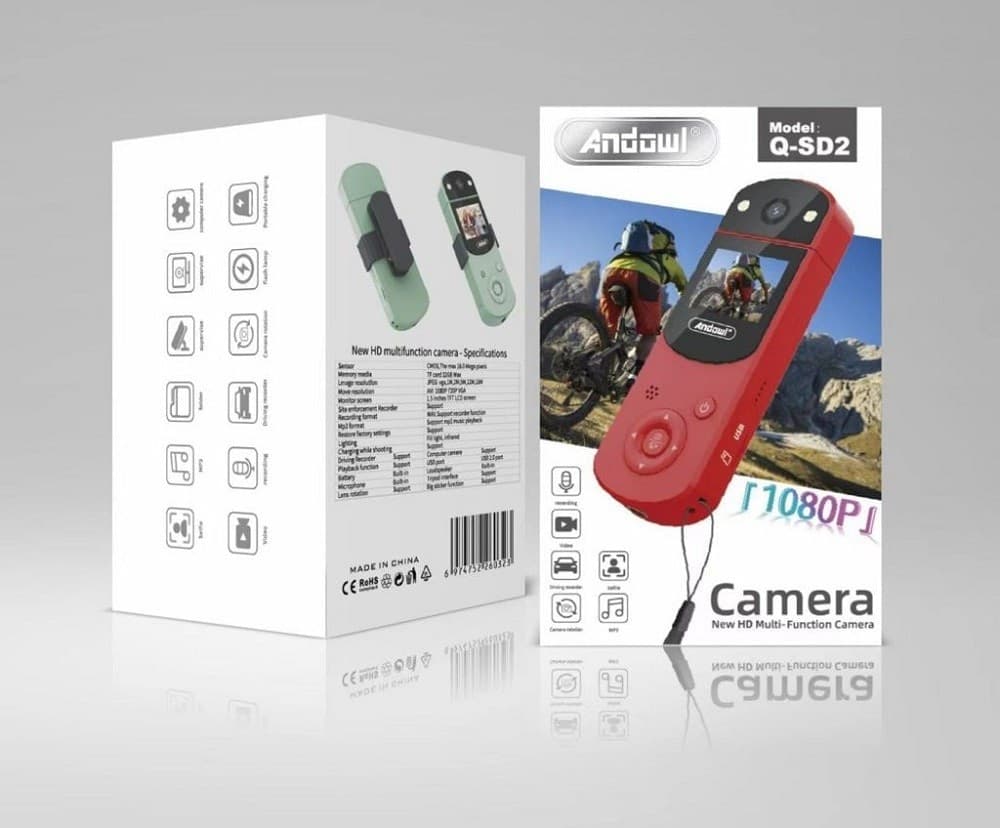 VIDEOCAMERA PORTATILE Q-SD2 MINI ACTION CAMERA HD CLIP VESTITI RUOTABILE 1080P - 17