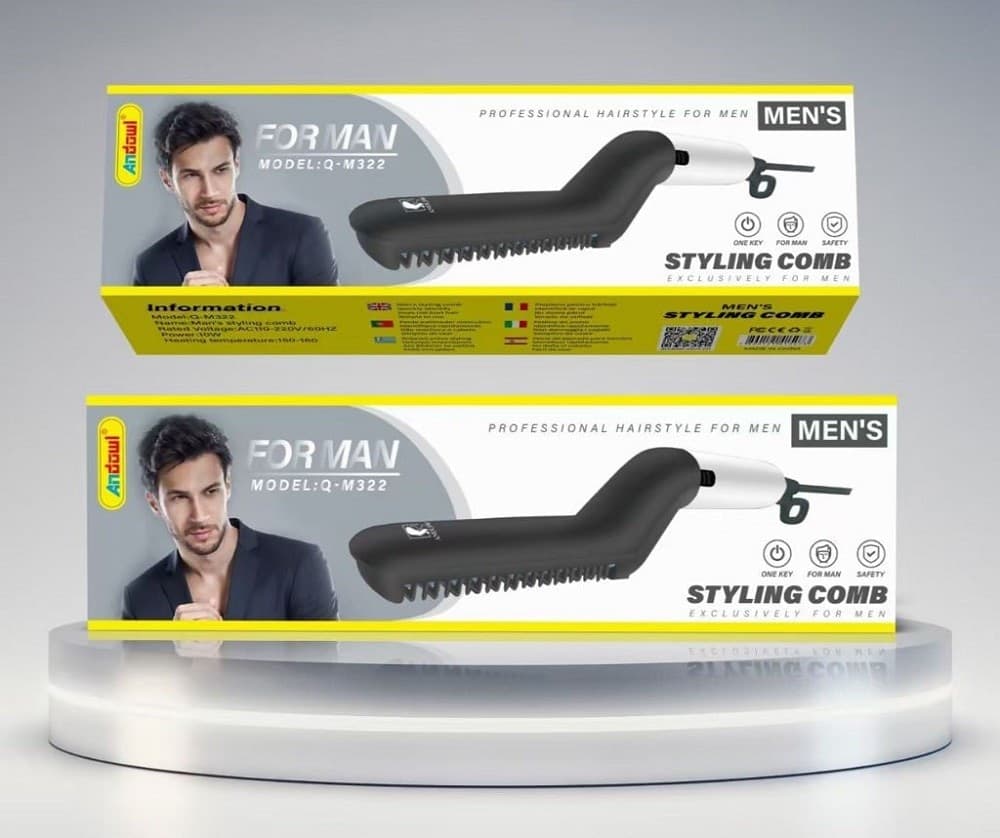 PETTINE SPAZZOLA STYLING RISCALDATA UOMO PER RADDRIZZARE CAPELLI BARBA Q-M322 - 15