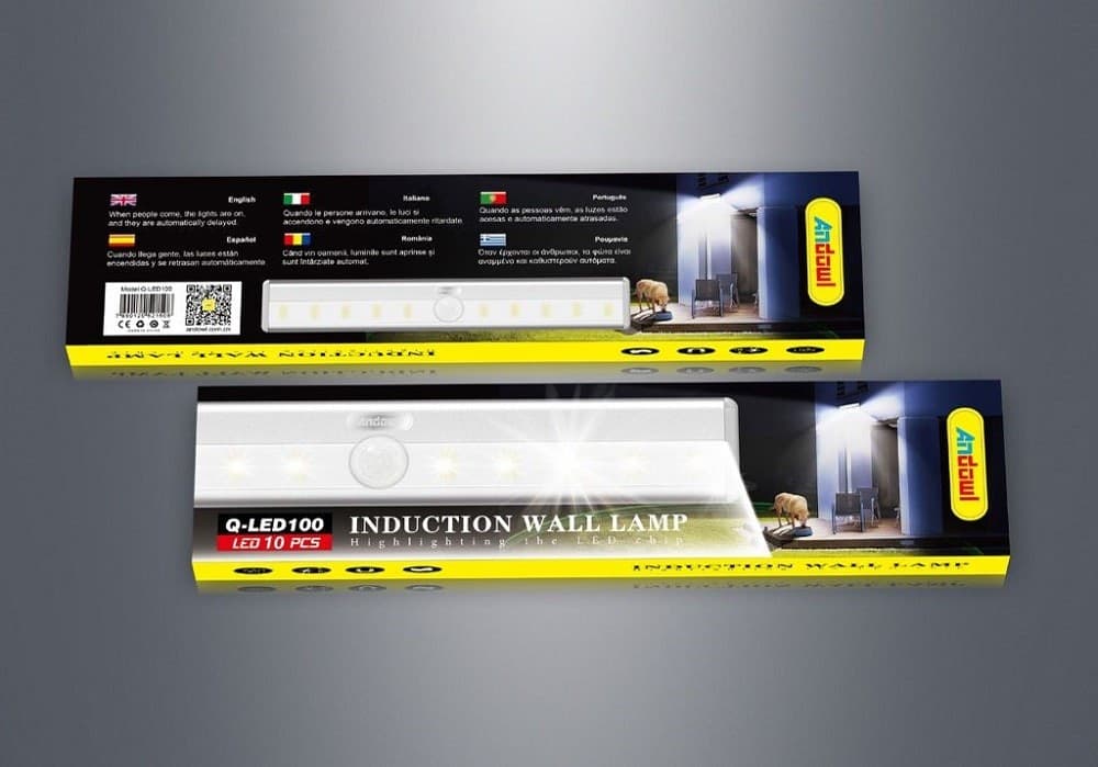 LAMPADA DA PARETE A INDUZIONE 10LED CON SENSORE DI MOVIMENTO PER ARMADI Q-LED100 - 11