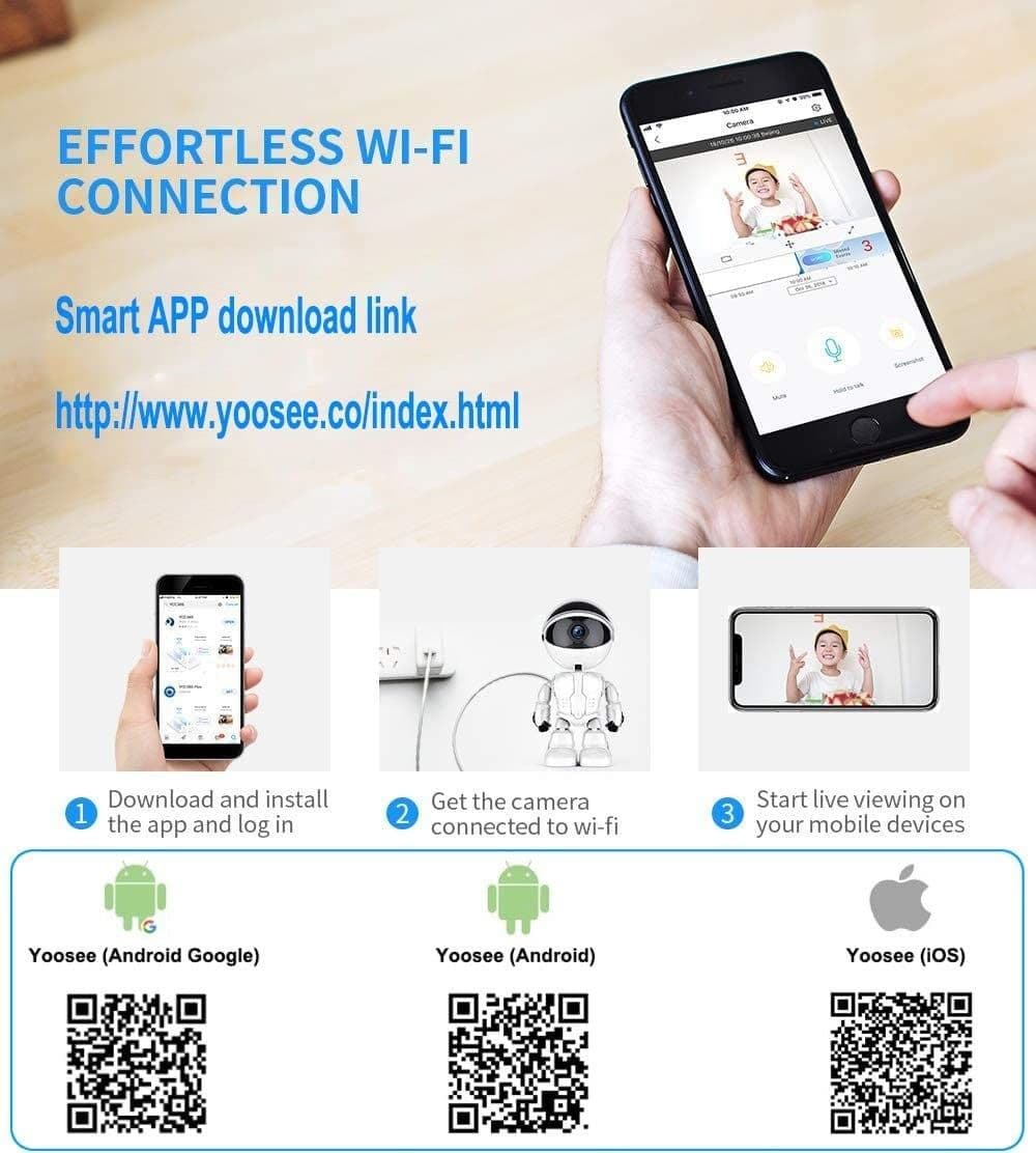 TELECAMERA IP SORVEGLIANZA ROBOT Q-S39 5.0 MP ROBOT SMART CAMERA 1080P SICUREZZA - 4