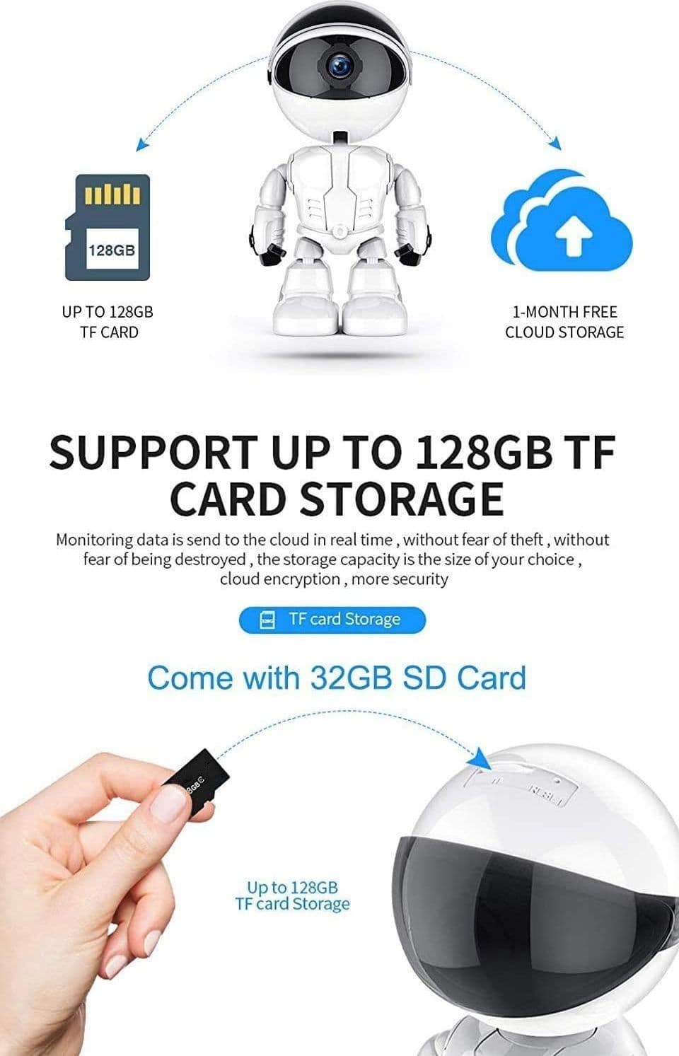 TELECAMERA IP SORVEGLIANZA ROBOT Q-S39 5.0 MP ROBOT SMART CAMERA 1080P SICUREZZA - 5
