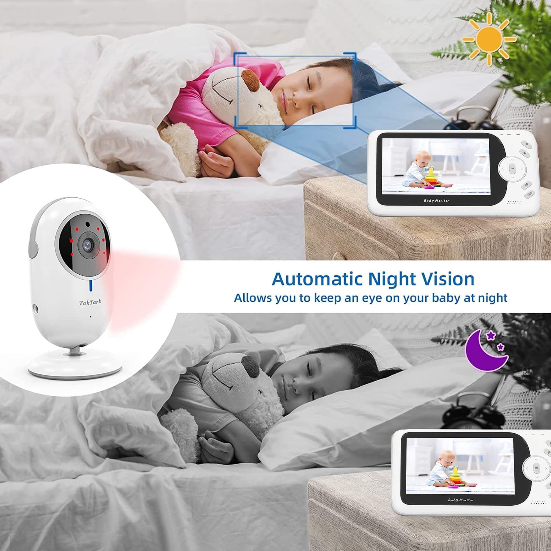 BABY MONITOR VIDEO DIGITALE WIRELESS Q-SX905 MONITOR LCD DA 4.3" BIDIREZIONALE - 3