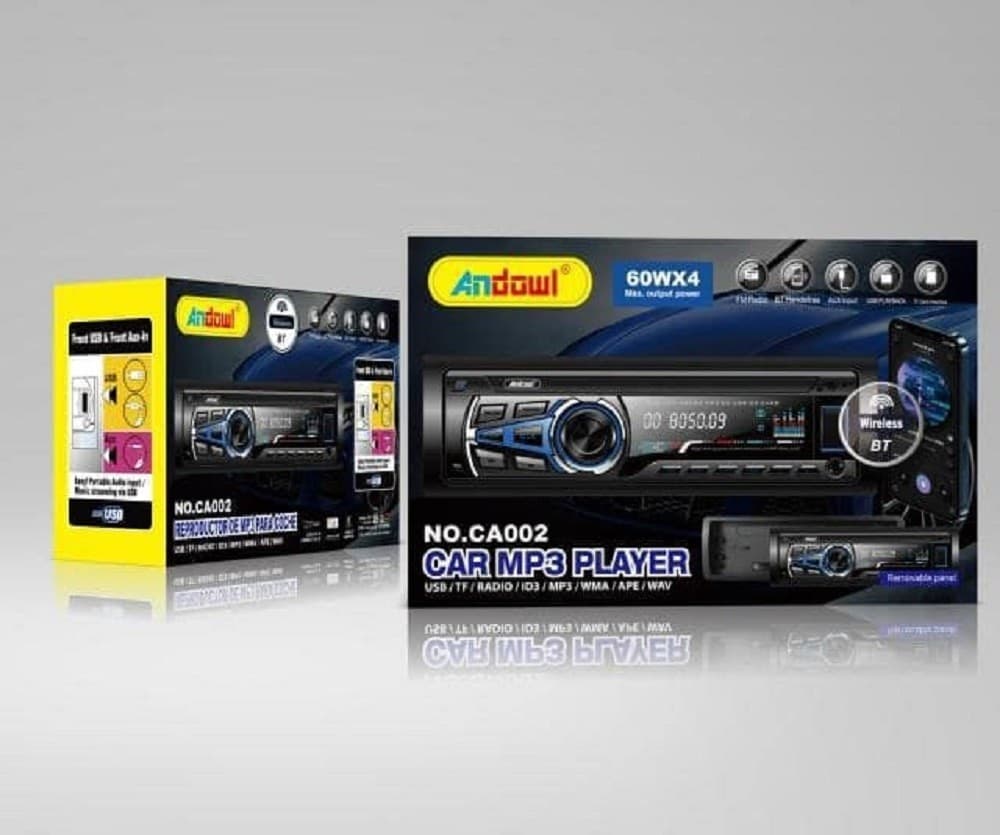 AUTORADIO LETTORE MP3 SISTEMA AUDIO AUTO 1 DIN BT USB AUX FM SD CARD MP3 CA002 - 3